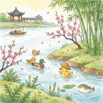 惠崇春江晚景插图