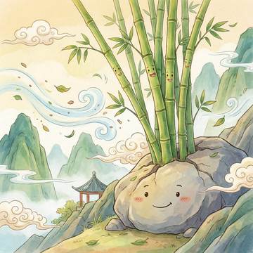 竹石插图